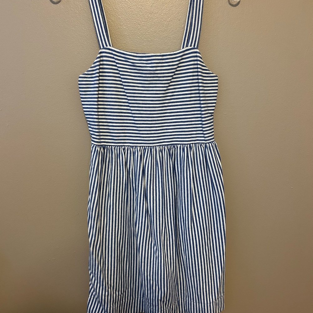 LOFT Striped Blue Dress